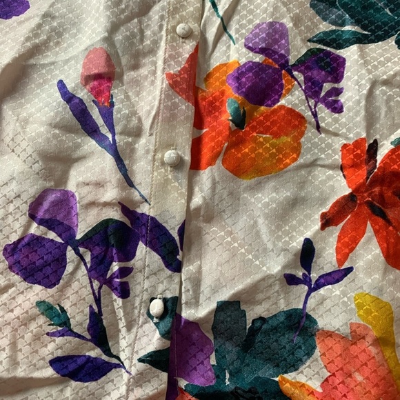 Sezan Silk Catalina Blouse Top V-neck Floral Orange Blue Purple White Large 46 - Picture 10 of 14